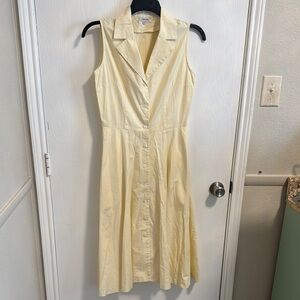 J. Peterman Light Yellow Sleeveless‎ Shirtwaist Button Down 100% Cotton Size 6